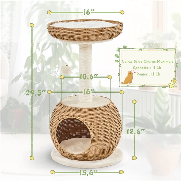 29.5″ Tall Rattan Cat House - Image 7