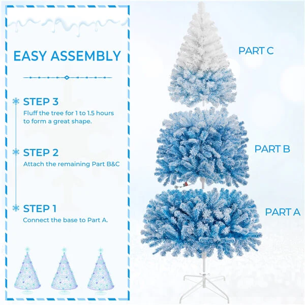 Yaheetech 6Ft Pre-lit Flocked Artificial Christmas Tree - Image 15