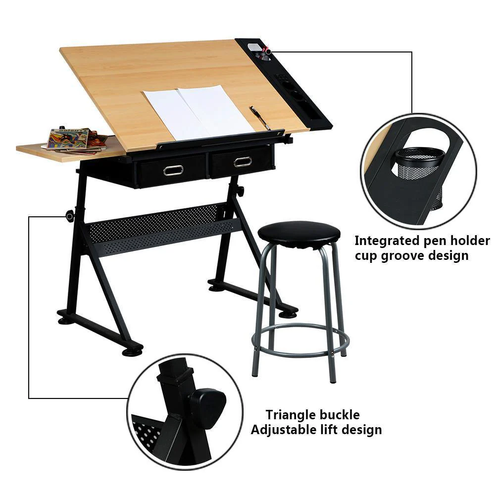 Yaheetech Height Adjustable Drawing Table Desk Work Station - Image 3