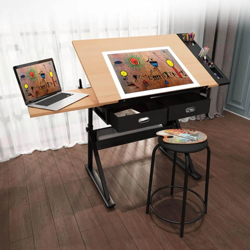 Yaheetech Height Adjustable Drawing Table Desk Work Station - Image 6