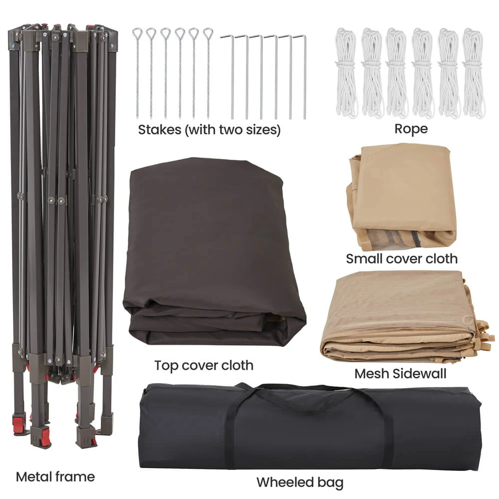 Yaheetech 13’ X 13’ Hexagonal Pop up Gazebo, Khaki/Brown - Image 5