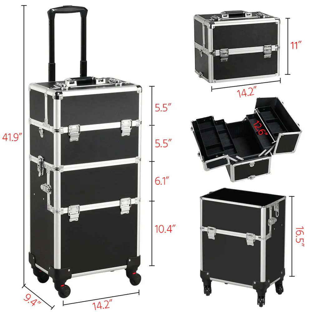 Yaheetech 41.9 Inch Makeup Train Case 3 In 1 - Image 5