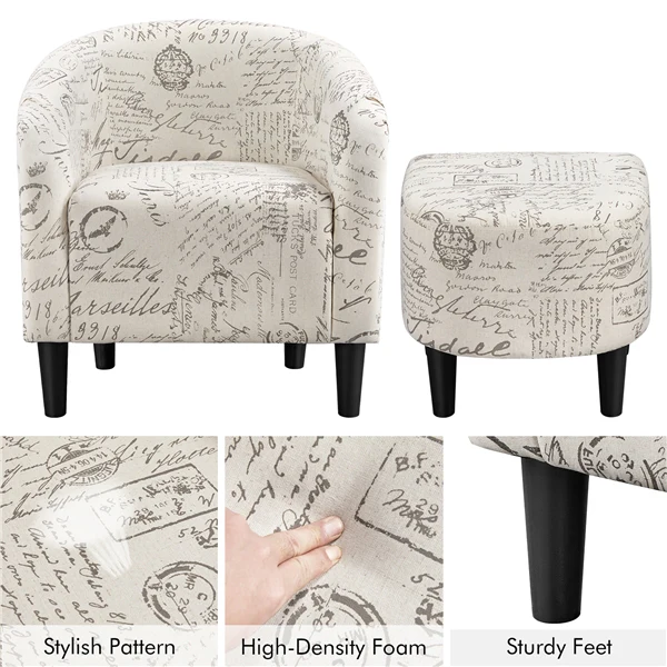 Yaheetech Living Room Club Chair with Ottoman Set - Image 6