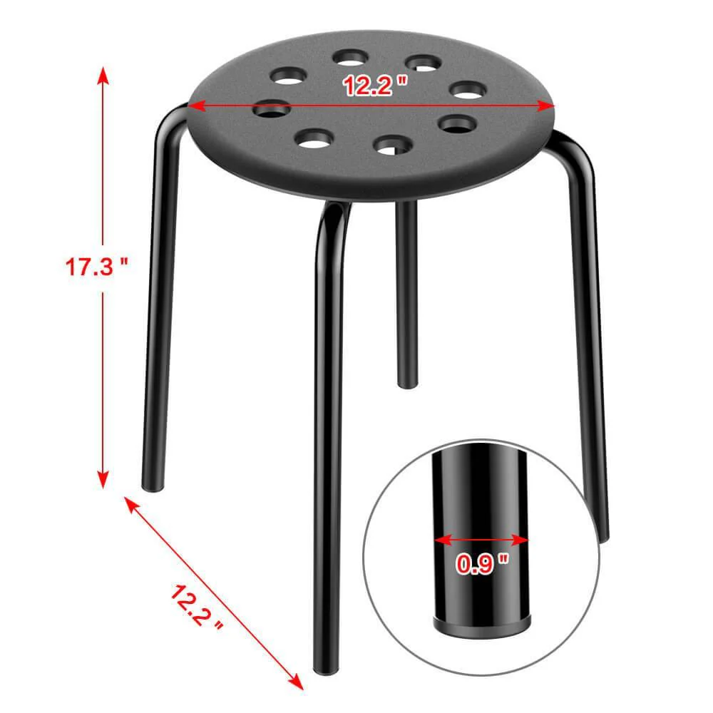 Yaheetech 17.3 Inch Plastic Stack Stools White/Black - Image 4
