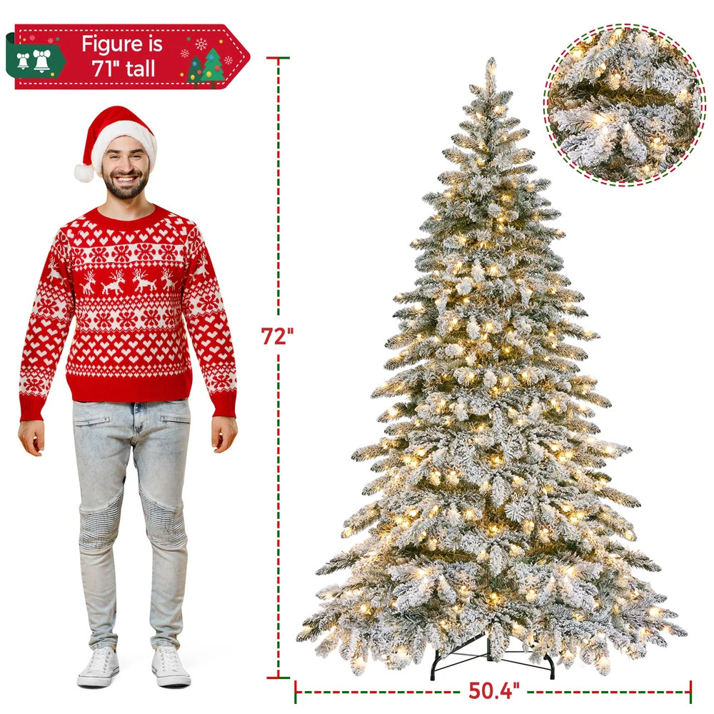 Prelit Slim Fir Christmas Tree with Warm LED Lights - Image 3