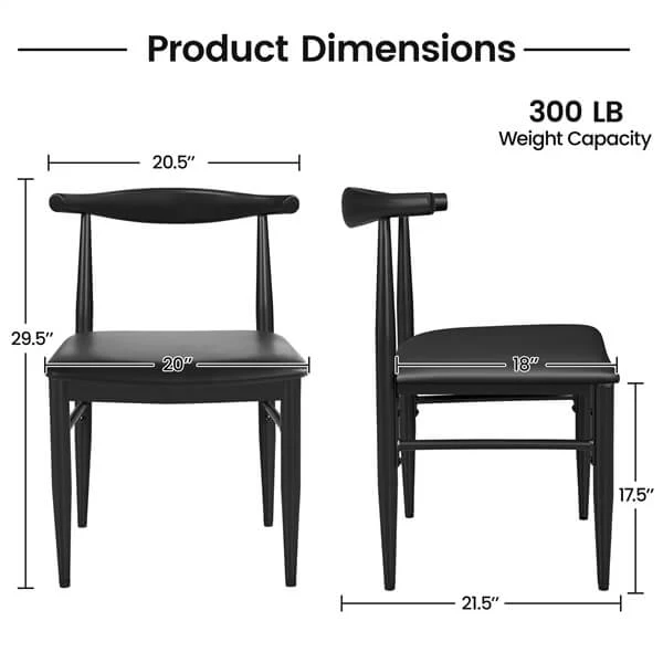 Set of 2 PU Leather Dining Chairs Armless Kitchen Chairs - Image 3