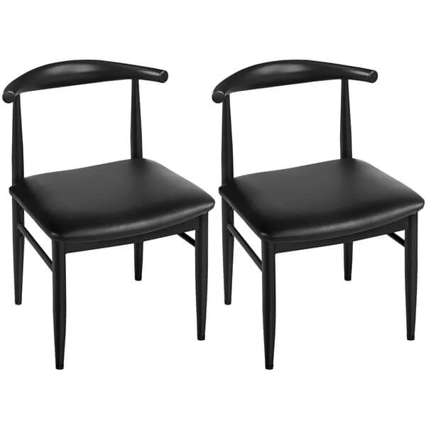 Set of 2 PU Leather Dining Chairs Armless Kitchen Chairs - Image 7