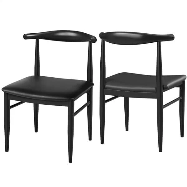 Set of 2 PU Leather Dining Chairs Armless Kitchen Chairs - Image 8