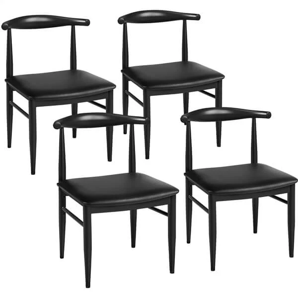 Set of 2 PU Leather Dining Chairs Armless Kitchen Chairs - Image 9