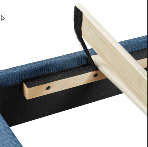 Upholstered Bed Frame with Wing Side, Navy Blue - Image 7