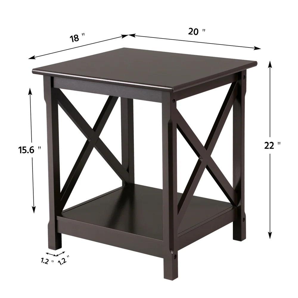 Yaheetech X Design End Table with 2-Tier Storage Shelf - Image 3