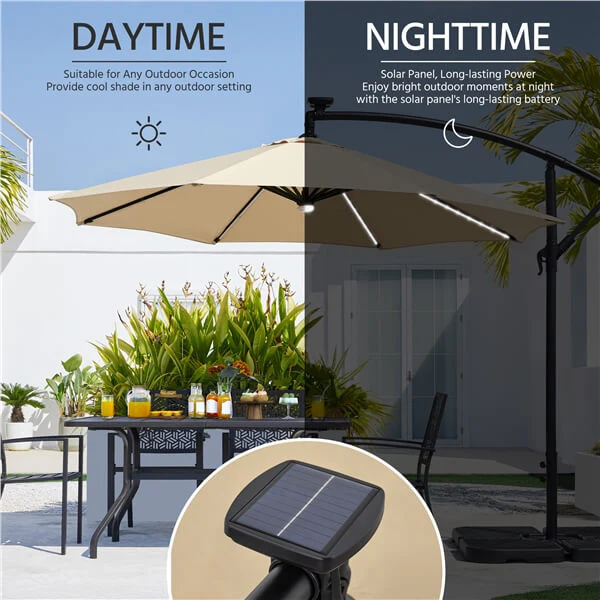 Yaheetech 10 FT Solar Powered LED Patio Umbrella Outdoor Cantilever Umbrella - Image 6