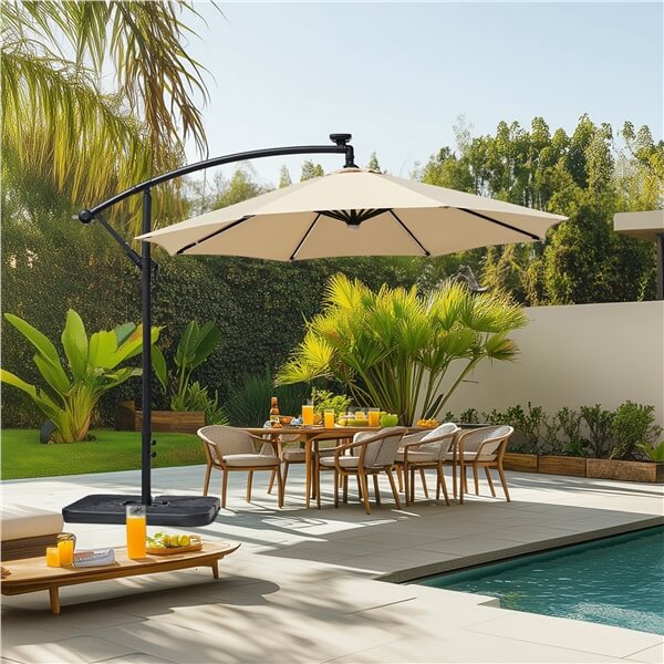 Yaheetech 10 FT Solar Powered LED Patio Umbrella Outdoor Cantilever Umbrella - Image 8