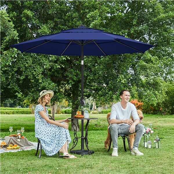Yaheetech 10ft 3-Tier Solar Patio Umbrella