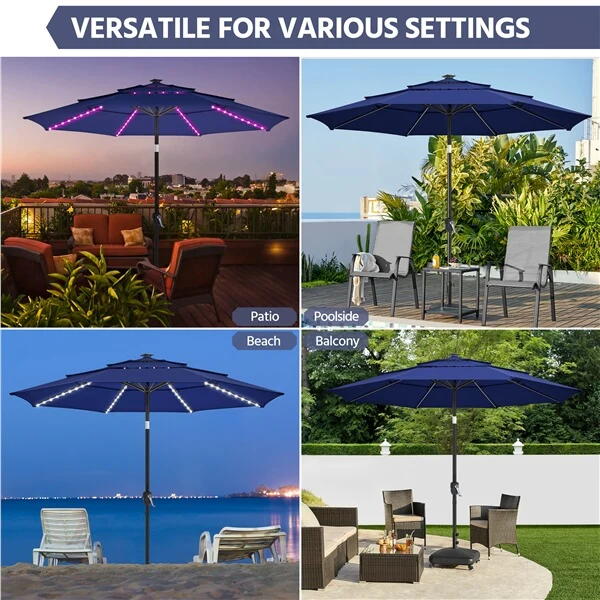 Yaheetech 10ft 3-Tier Solar Patio Umbrella - Image 10