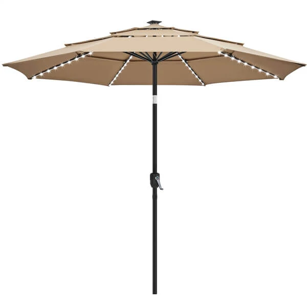 Yaheetech 10ft 3-Tier Solar Patio Umbrella - Image 3
