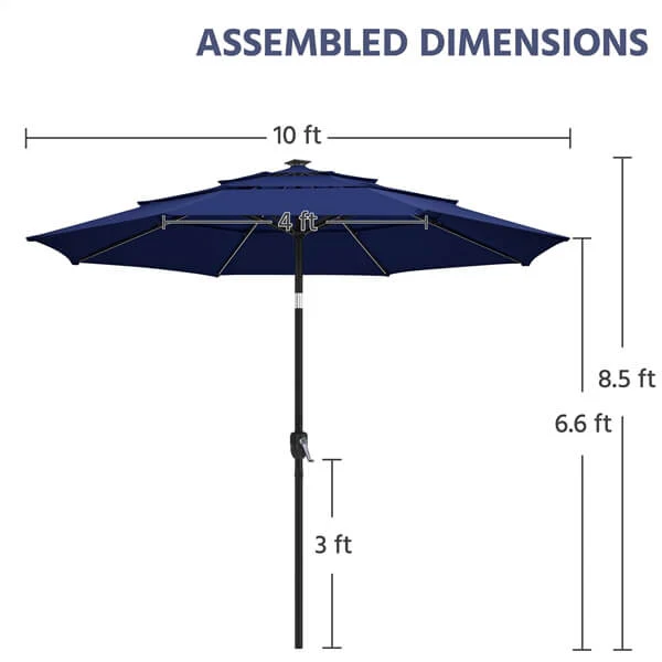 Yaheetech 10ft 3-Tier Solar Patio Umbrella - Image 4