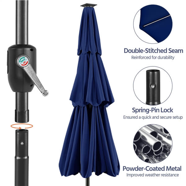 Yaheetech 10ft 3-Tier Solar Patio Umbrella - Image 7