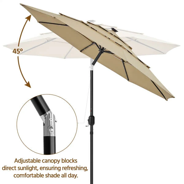 Yaheetech 10ft 3-Tier Vented Solar Patio Umbrella - Image 9