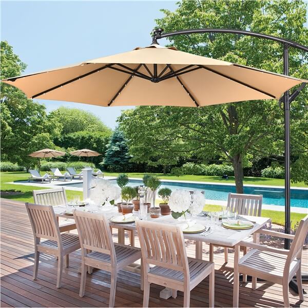 Yaheetech 10FT Solar Offset Umbrella with 32 LED Lights - Image 14