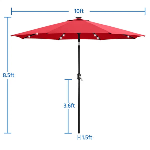Yaheetech 10FT Solar Powered Patio Umbrella - Image 3