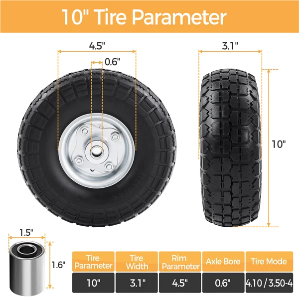 Yaheetech 10in Solid Wheelbarrow Tires - Image 3