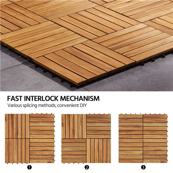 Yaheetech 10PCS Acacia Wood Interlocking Flooring Tiles - Image 11