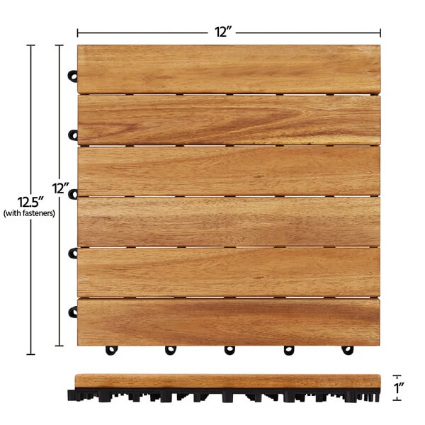 Yaheetech 10PCS Acacia Wood Interlocking Flooring Tiles - Image 3