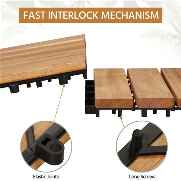 Yaheetech 10PCS Acacia Wood Interlocking Flooring Tiles - Image 4