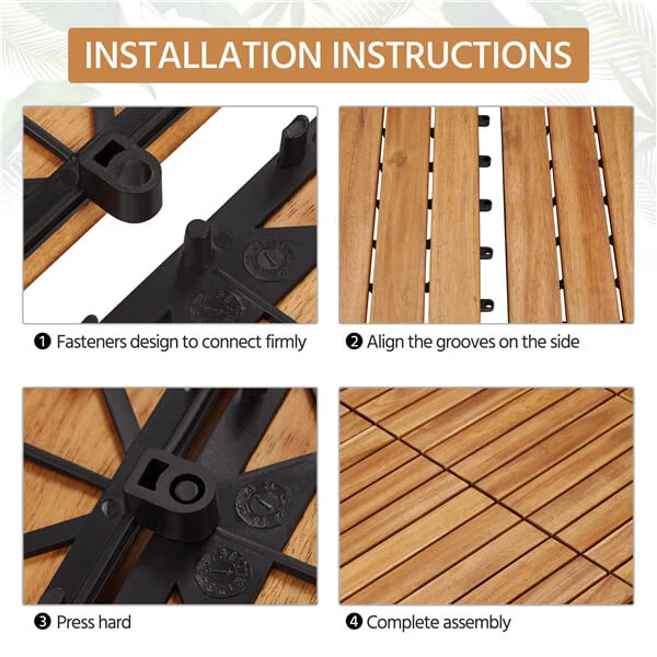 Yaheetech 10PCS Acacia Wood Interlocking Flooring Tiles - Image 7
