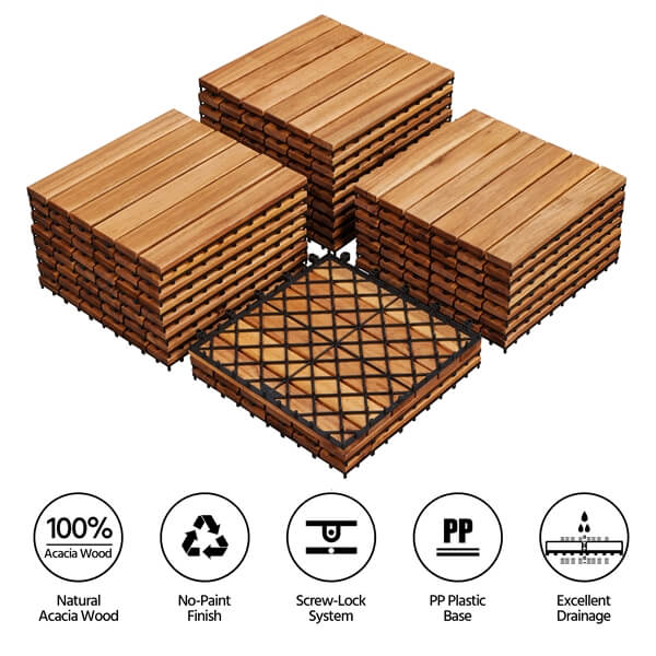 Yaheetech 10PCS Acacia Wood Interlocking Flooring Tiles - Image 8