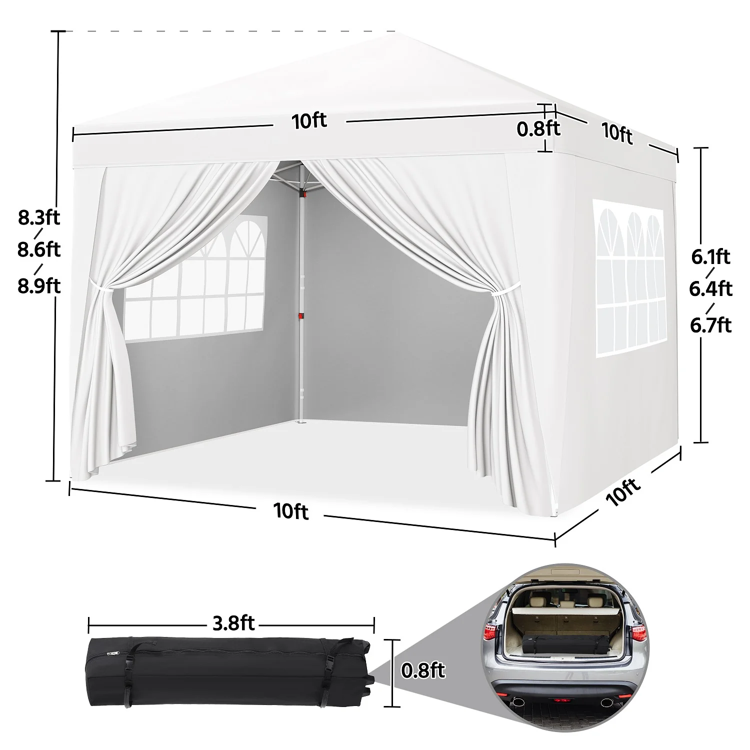 Yaheetech 10x10ft Canopy with Sidewall - Image 6