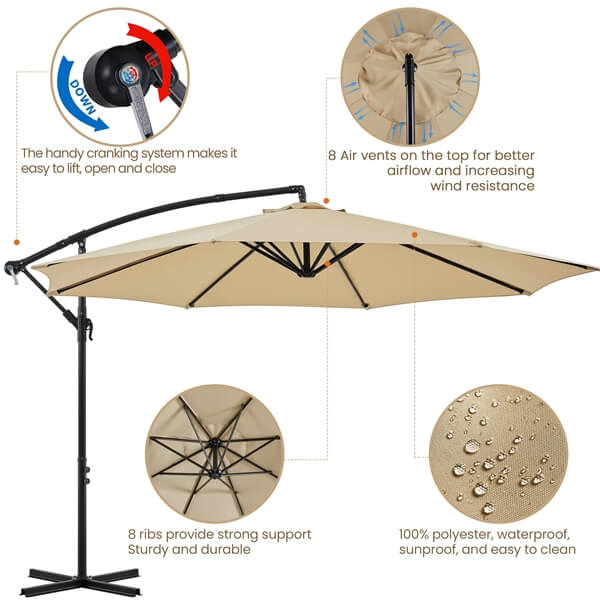 Yaheetech 11 ft Patio Offset Umbrella - Image 4