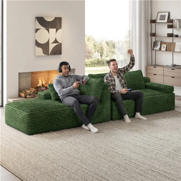 Yaheetech 110″ Corduroy Modular Sectional Sofa - Image 9