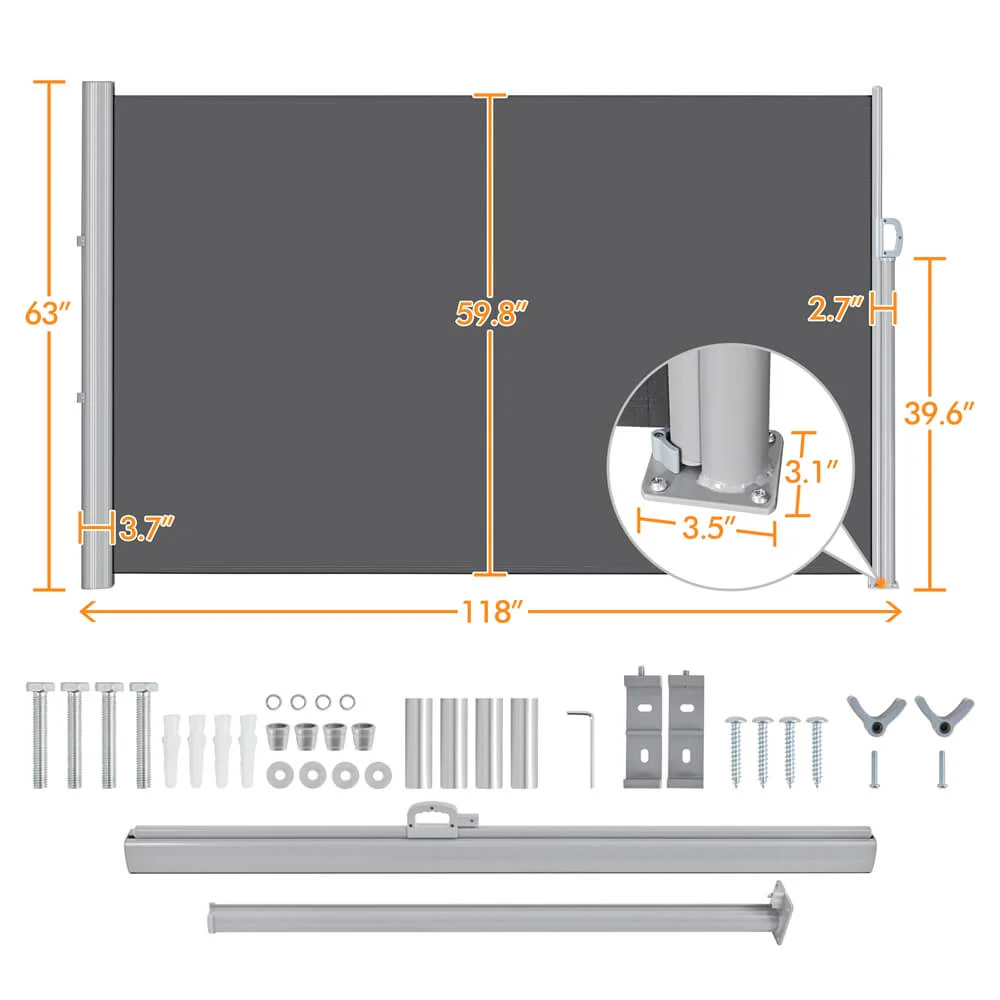 Yaheetech 118 x 63in Side Awning - Image 3