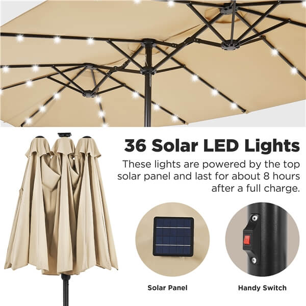 Yaheetech 13 ft Large Patio Umbrella with Solar Lights Double-Sided - Image 10
