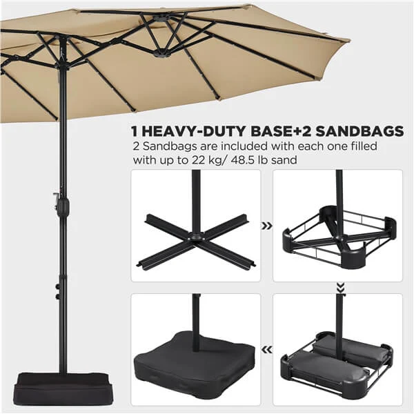 Yaheetech 13 ft Large Patio Umbrella with Solar Lights Double-Sided - Image 11