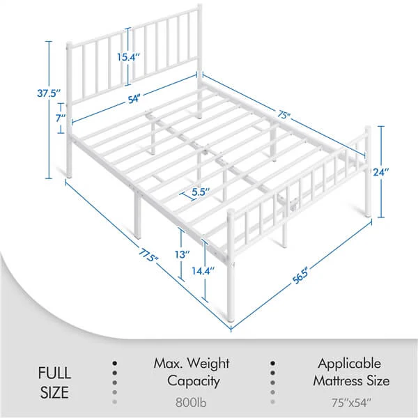 Yaheetech 14 Inch White Metal Bed - Image 5
