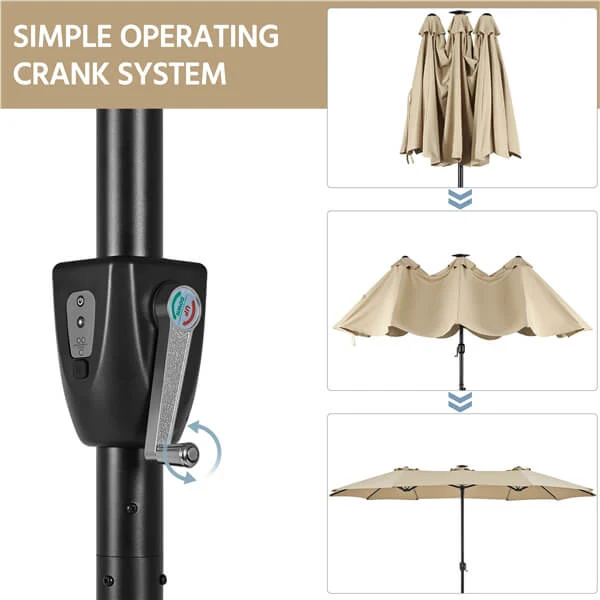 Yaheetech 15 ft Large Patio Umbrella with Solar Lights - Image 5