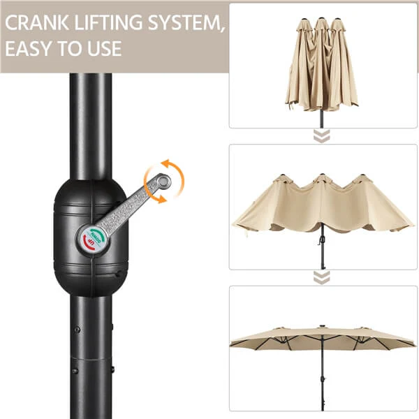 Yaheetech 15 ft Large Patio Umbrella with Solar Lights Double-Sided - Image 13