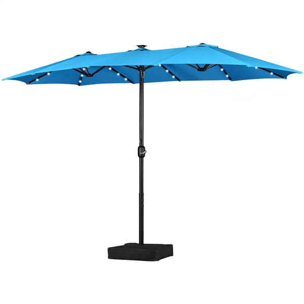 Yaheetech 15 ft Large Patio Umbrella with Solar Lights Double-Sided - Image 6