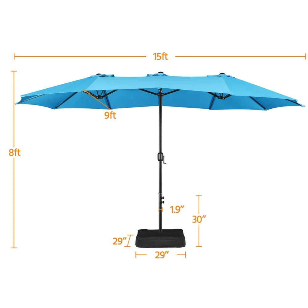 Yaheetech 15 ft Twin Patio Parasol - Image 4