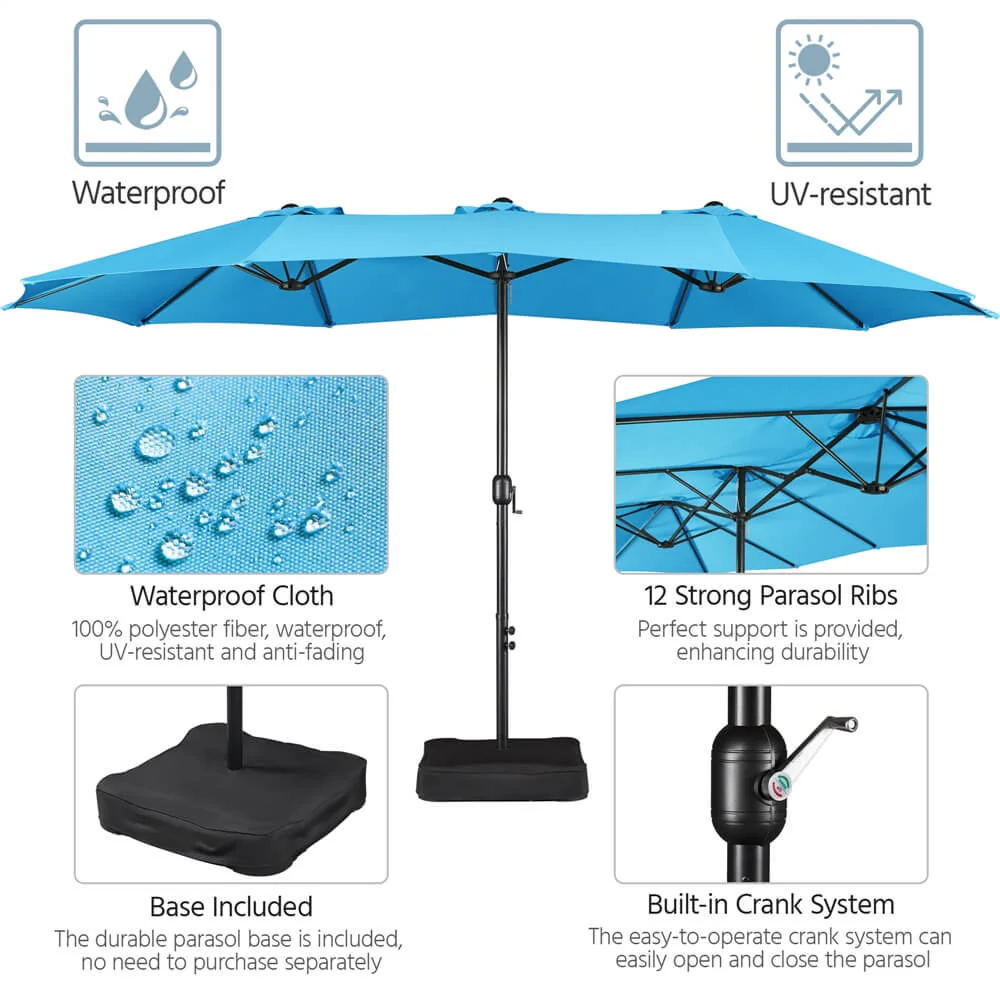 Yaheetech 15 ft Twin Patio Parasol - Image 5