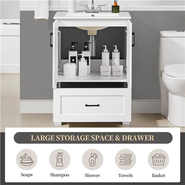 Yaheetech 24.5" Modern Bathroom Vanity with Ceramic Basin - Image 4