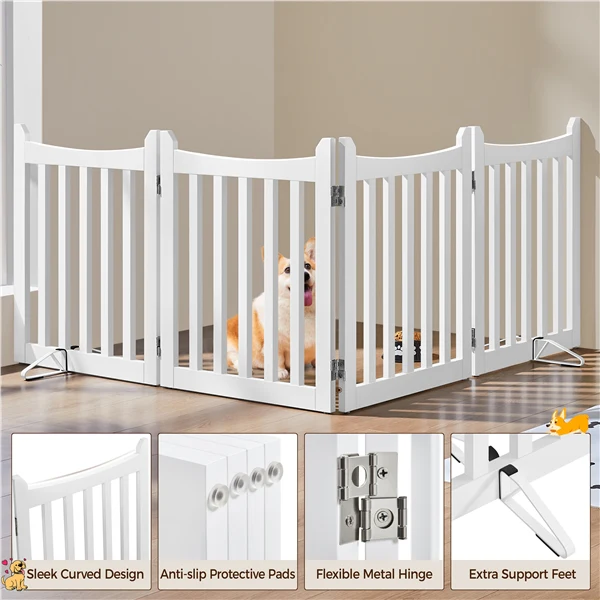 Yaheetech 24" H Freestanding Pet Gate for Dogs - Image 6