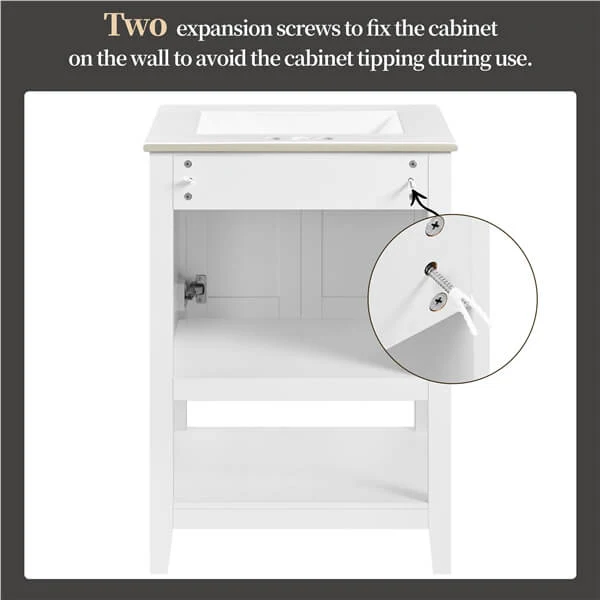 Yaheetech 24" Modern Bathroom Vanity with Sink - Image 4