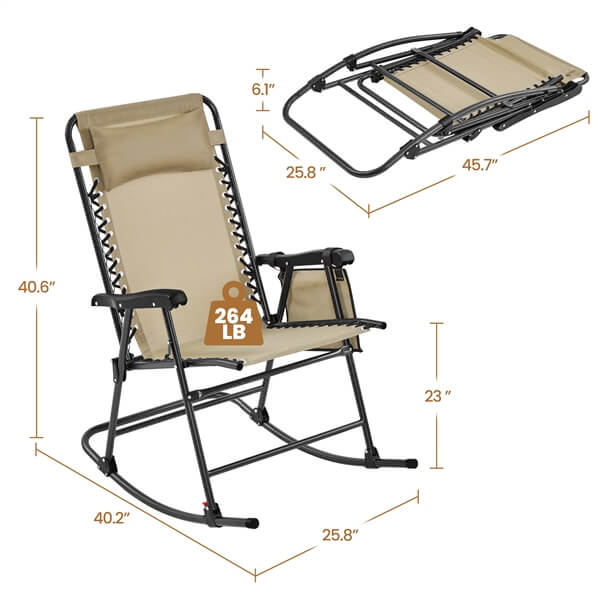 Yaheetech 26in Rocking Chair Outdoor Zero Gravity Folding Chairs - Image 3