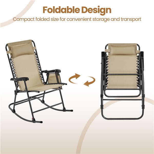 Yaheetech 26in Rocking Chair Outdoor Zero Gravity Folding Chairs - Image 5