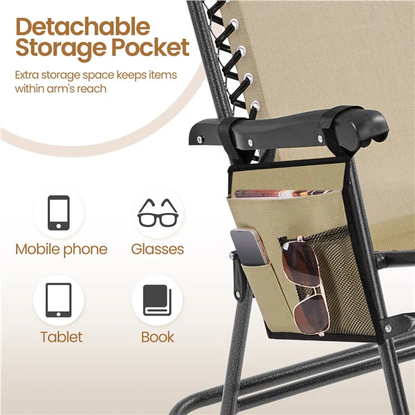 Yaheetech 26in Rocking Chair Outdoor Zero Gravity Folding Chairs - Image 7