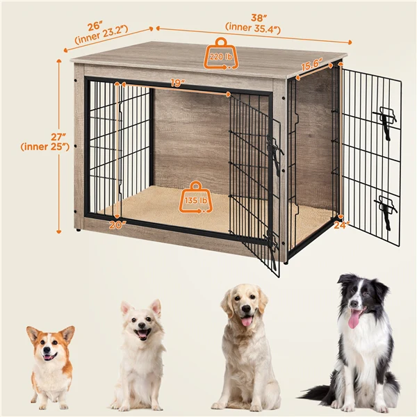 Yaheetech 27.5''/38'' Dog Crate Furniture with Cushion - Image 4